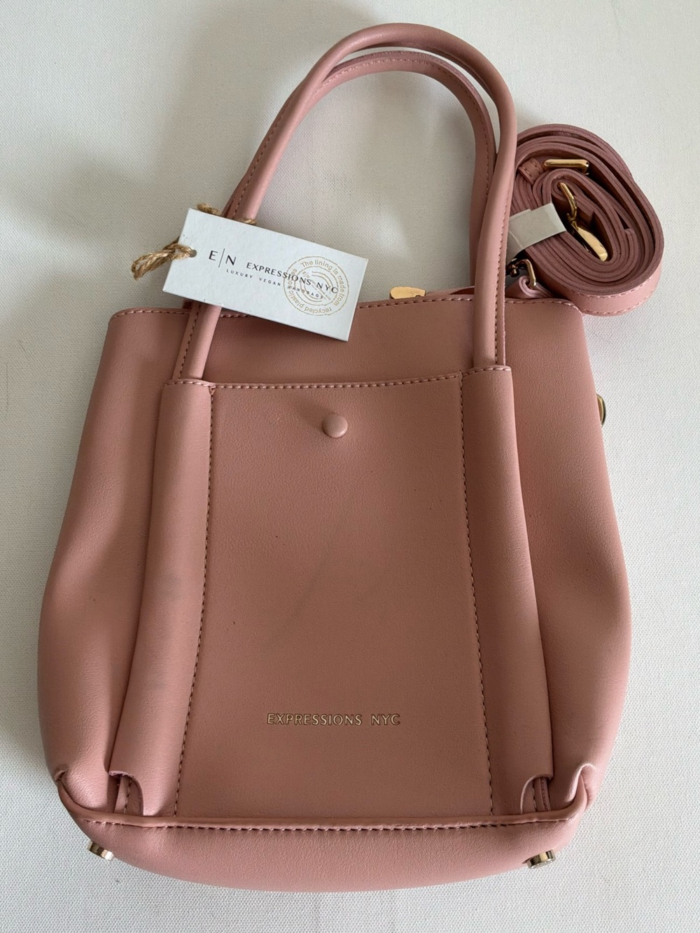 Expressions NYC Blush Pink Mini Tote Crossbody Bag NWT Vegan Leather